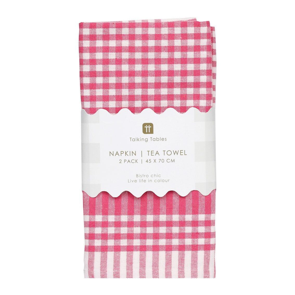 Tovaglioli/strofinacci in tessuto a quadretti Bon Appetit lampone e bianco - Confezione da 2