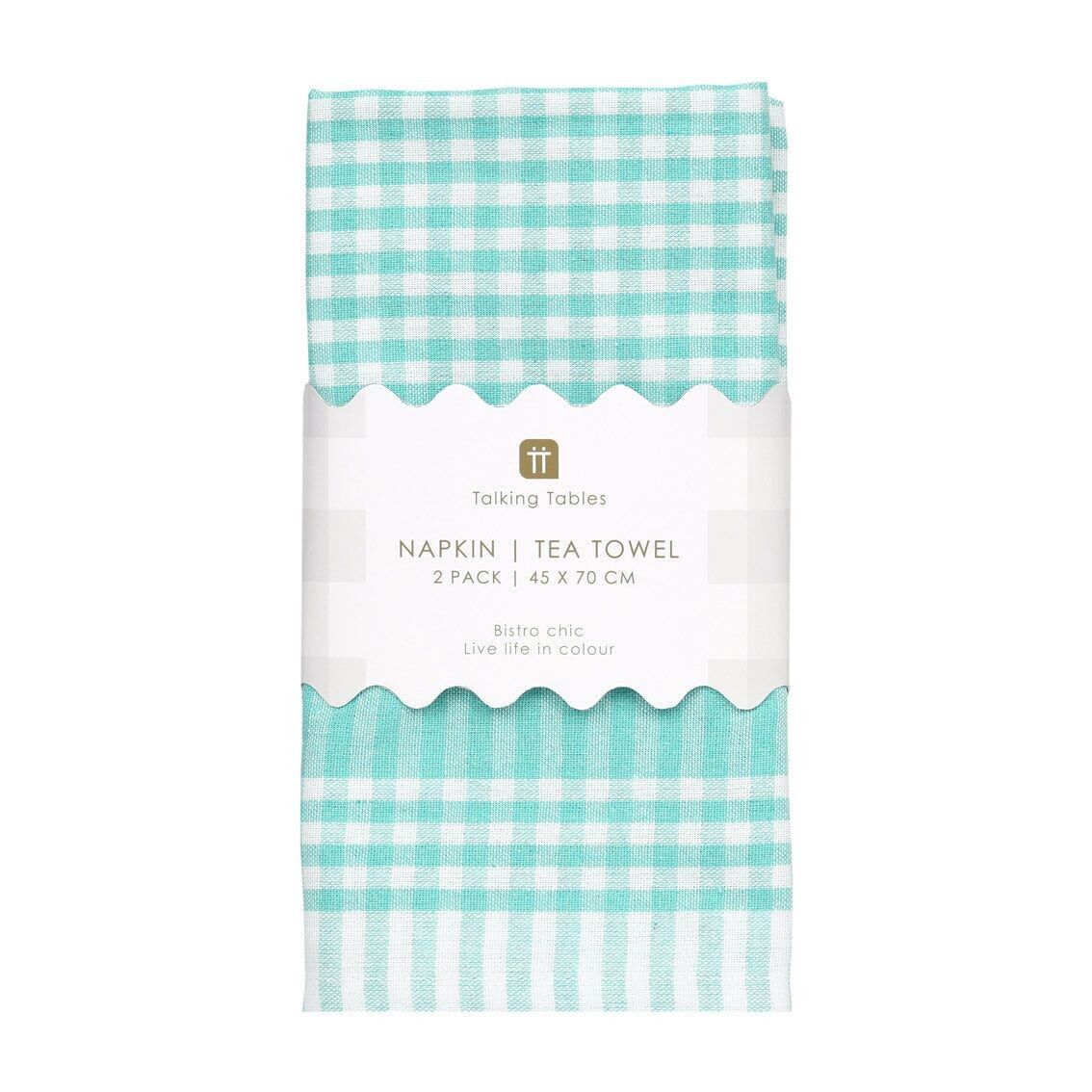 Tovaglioli/strofinacci in tessuto a quadretti Bon Appetit verde menta e bianco - Confezione da 2