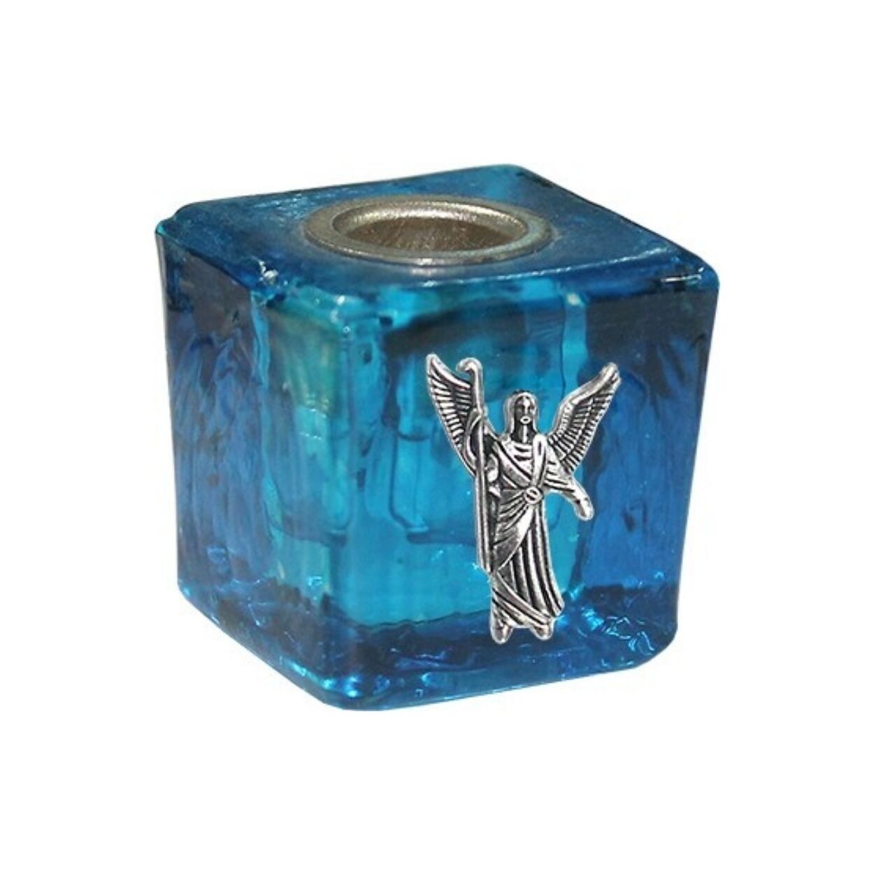 PORTACANDELE MINI CUBO DI VETRO - TURCHESE-RAFFAELLO