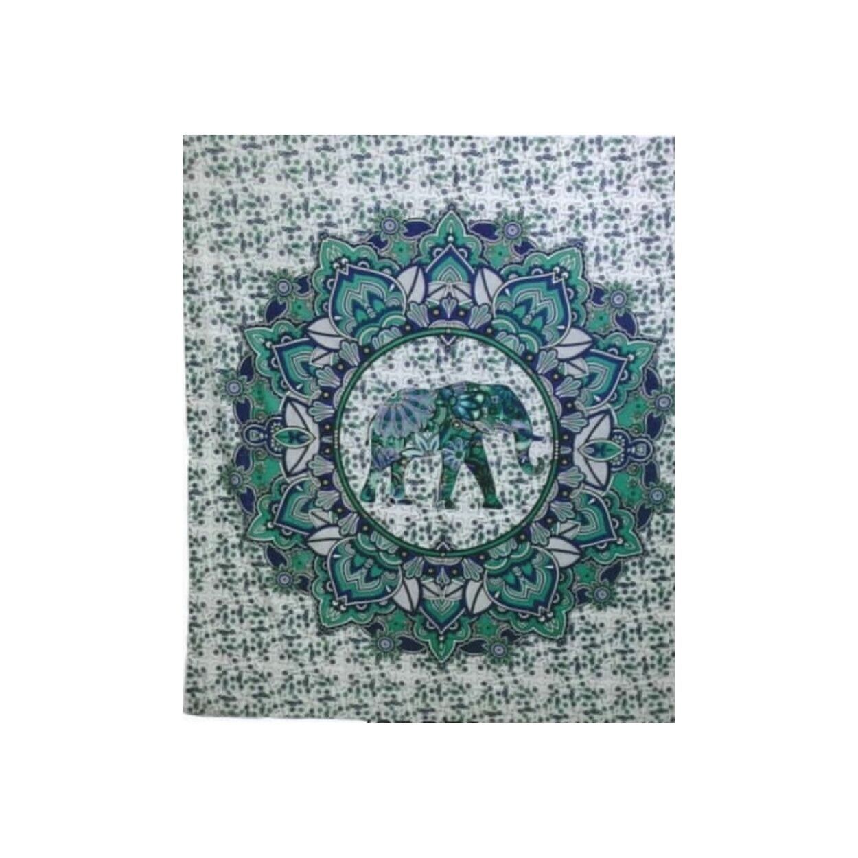 Arazzo di cotone doppio 90 "x 90" ELEFANTE (verde)