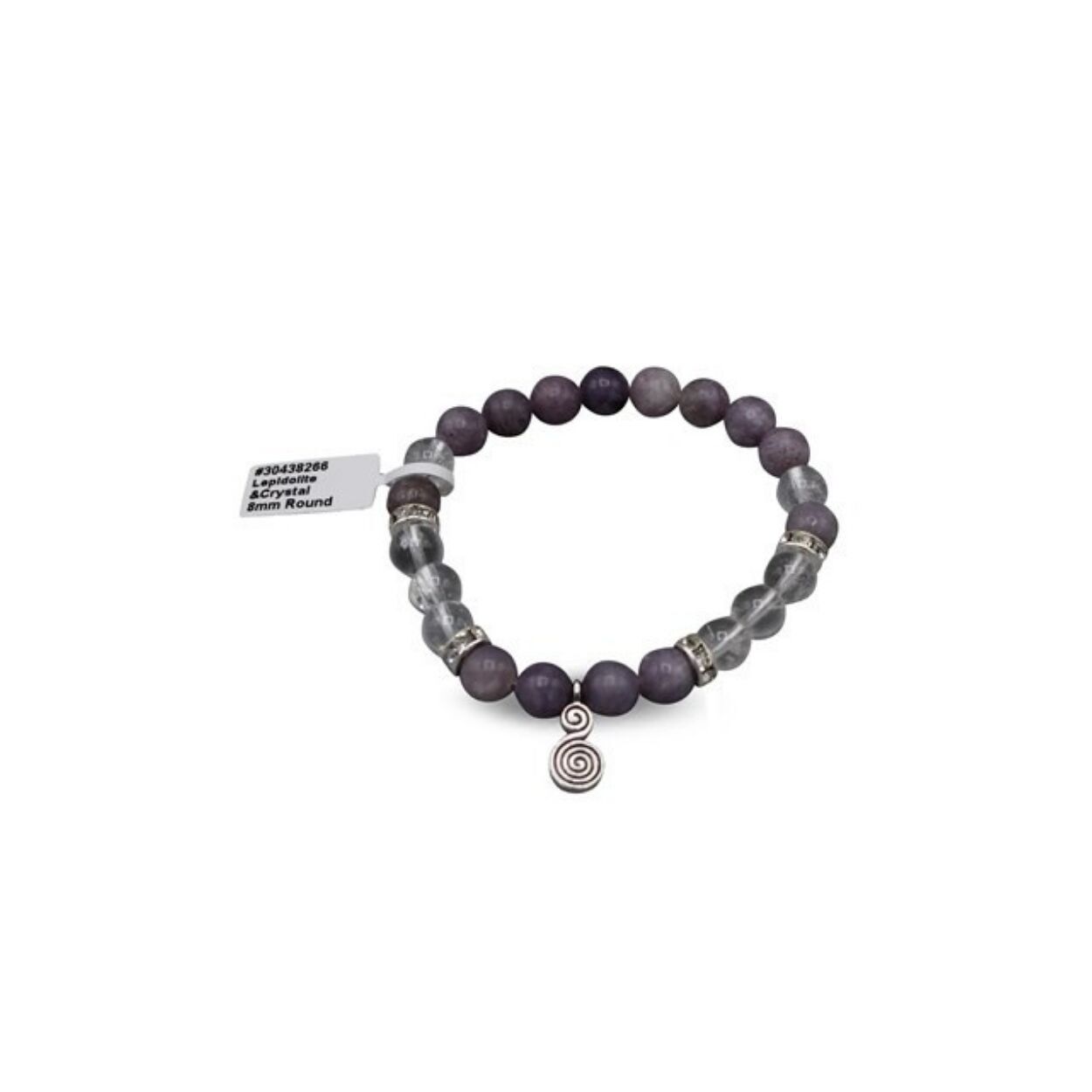 Bracciale Lepidolite con doppia spirale in cristallo (8mm)