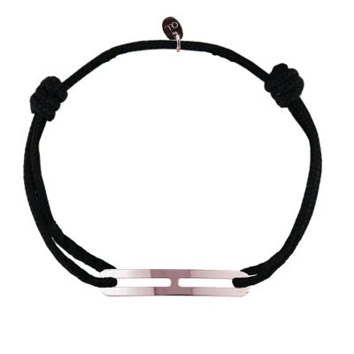 Bracelet Gaby slim lisse vermeil rose_paracorde-noir