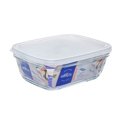 Freshbox Transparente Rectangular 21.1cm 1.65L - Tapa Translúcida - Caja de Almacenamiento Duralex