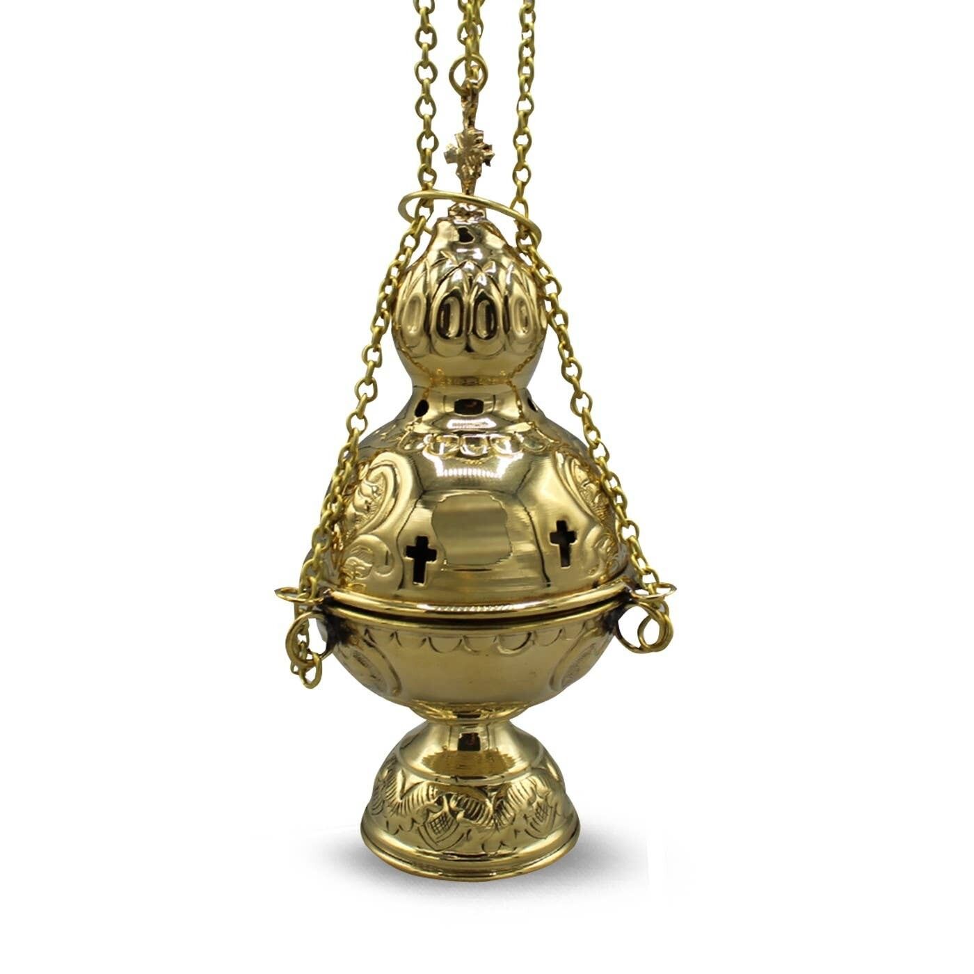 Bruciatore di incenso con tazza e pinza - Ottone lucido