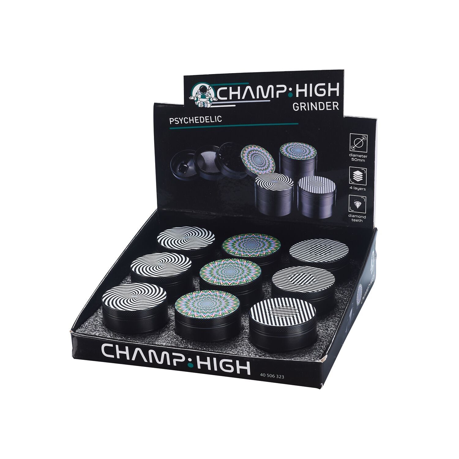 Espositore di 9 Macinini per Spezie in 4 Parti – Illusioni Ottiche