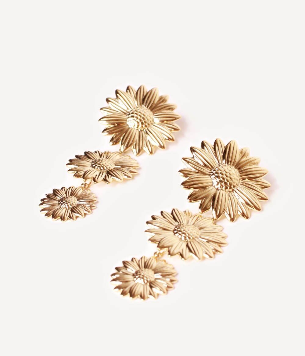 Orecchini con fiore margherita in oro | Fatto a mano in Francia