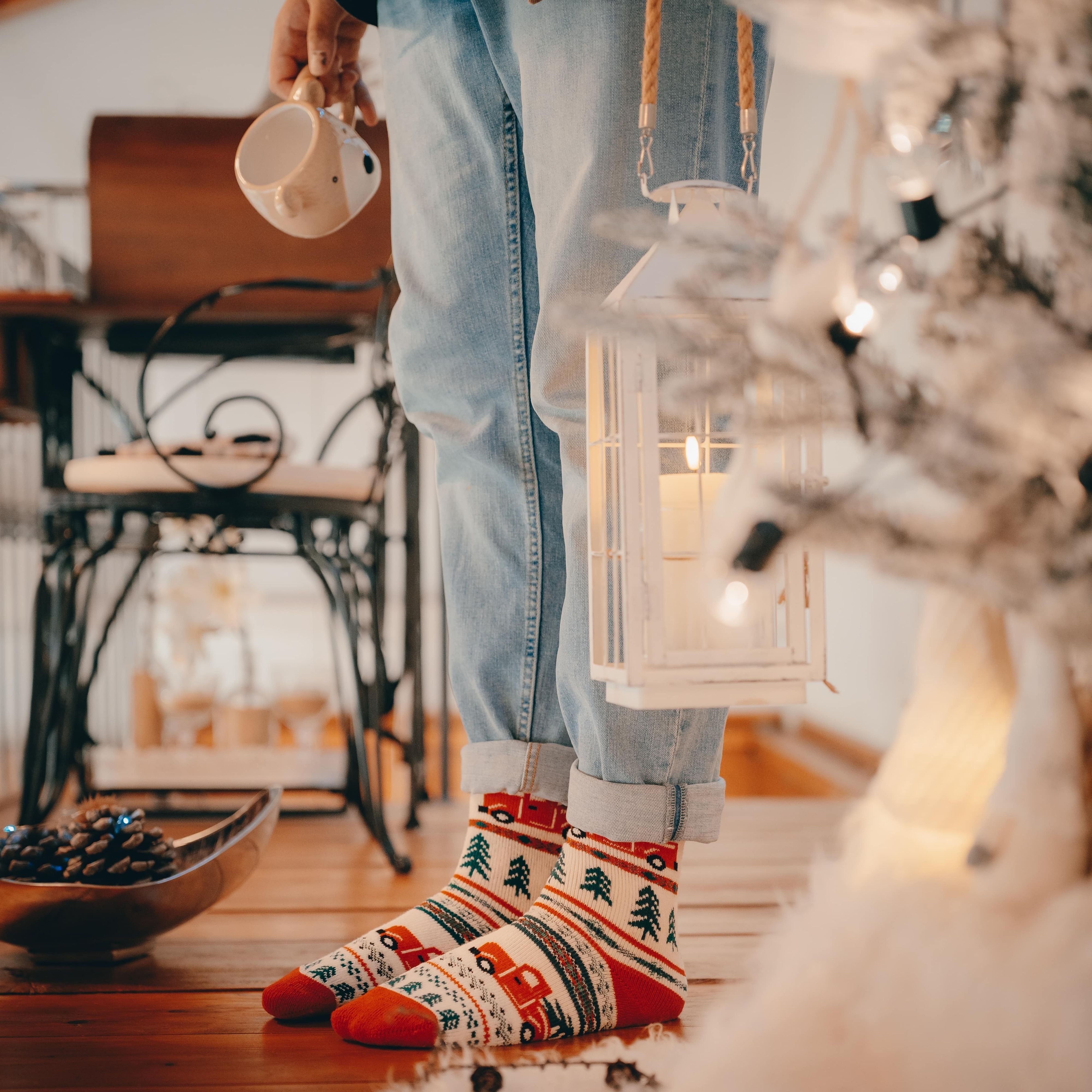 Chaussettes de camion | Chaussettes chaudes | Chaussettes de Noël | Chaussettes de forêt