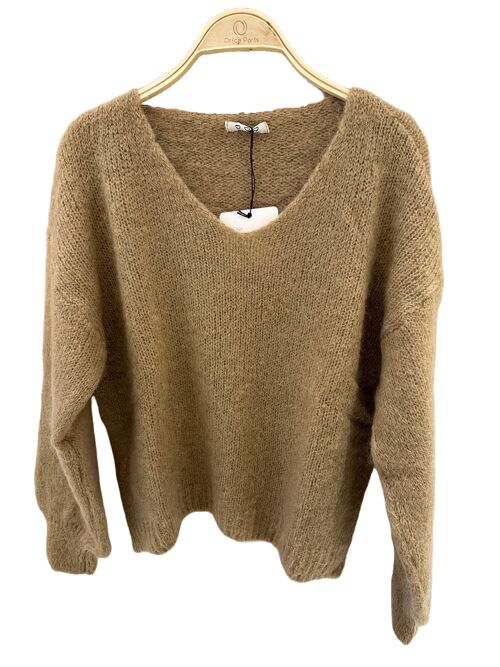 Pull à col V en maille mohair - Taille unique