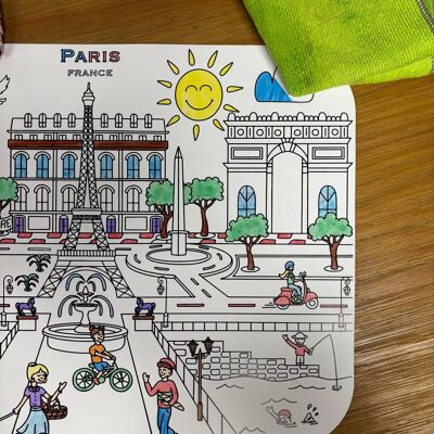 Mantel individual para colorear – Ciudad de París