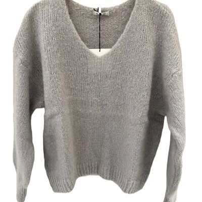 Jersey punto mohair cuello pico - Talla única