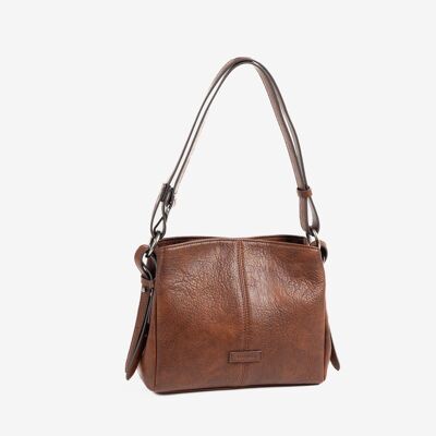 BORSA A TRACOLLA DA DONNA, COLORE MARRONE, SERIE NEW CLASSIC. 24x19x10.5 cm