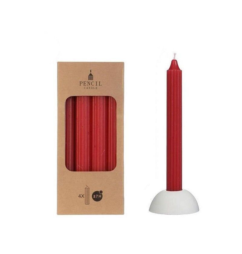 Pencil candle h.20 Ø2.2 cm red set 4
