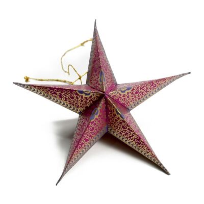 PAPERTREE 5 Decorative Stars in 100% recycled cotton paper - Lilac/Gold