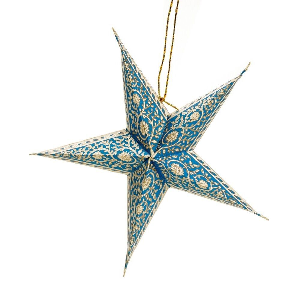 PAPERTREE 5 Stelle floreali decorative realizzate in carta di cotone riciclata al 100% - Avorio/Turchese