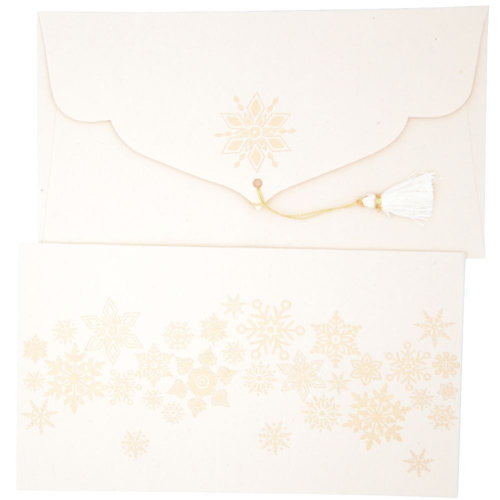 PAPERTREE Geschenkumschlag aus Baumwolle, 19 x 10 cm – ANASTASIA-Kollektion – Elfenbein/Gold