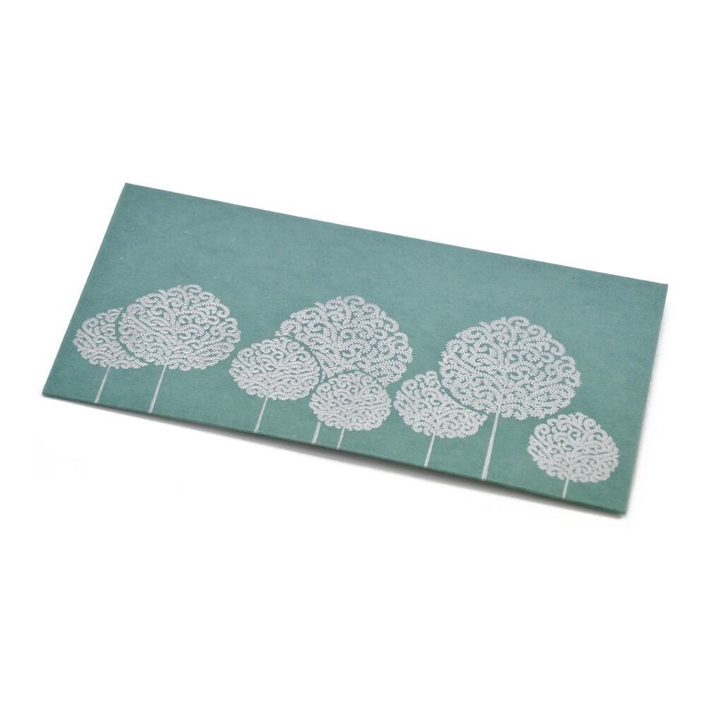 PAPERTREE Geschenkumschlag aus Baumwolle, 19 x 10 cm – ARANIA-Kollektion – Pfauenblau/Silber