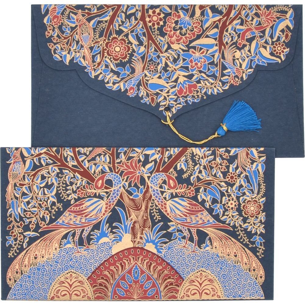 PAPERTREE Geschenkumschlag aus Baumwolle, 19 x 10 cm – EDEN-Kollektion – Blau