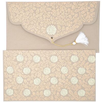 PAPERTREE Cotton Gift Envelope 19x10cm - MONSOON Collection - Linen/Ivory