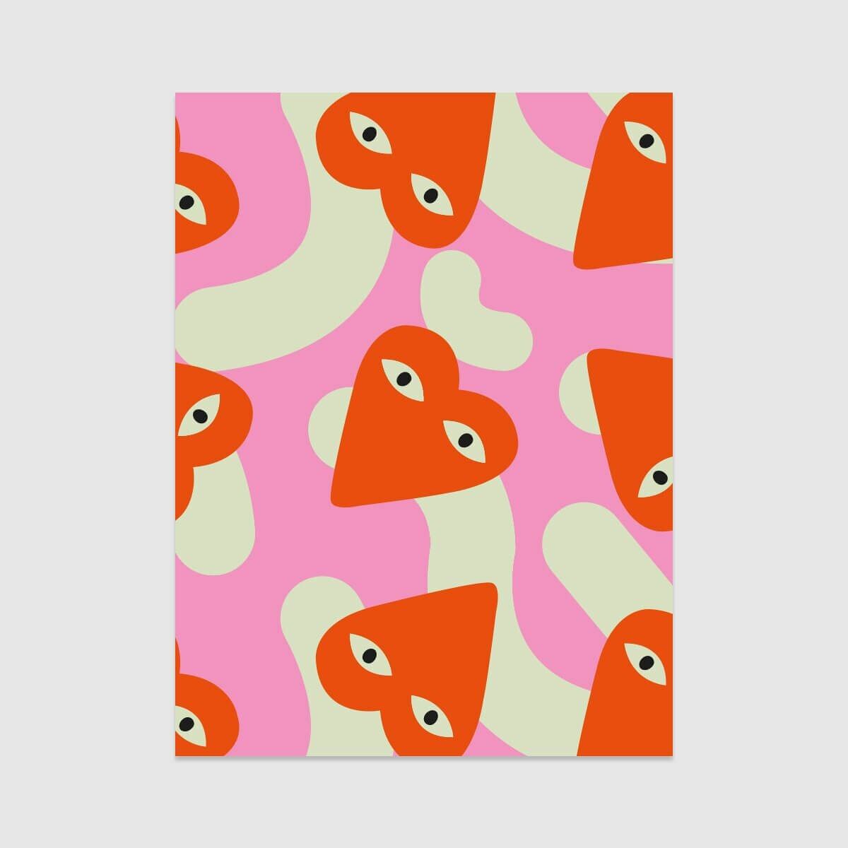 Poster / Kunstdruck / Muster – Adelie Pengu Collection – Herzkönigin (30 x 40 cm und 50 x 70 cm)