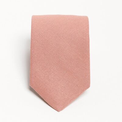 Corbata de lino 100 % rosa salmón