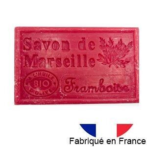 Marseille soap with organic olive oil - Raspberry fragrance - 125g