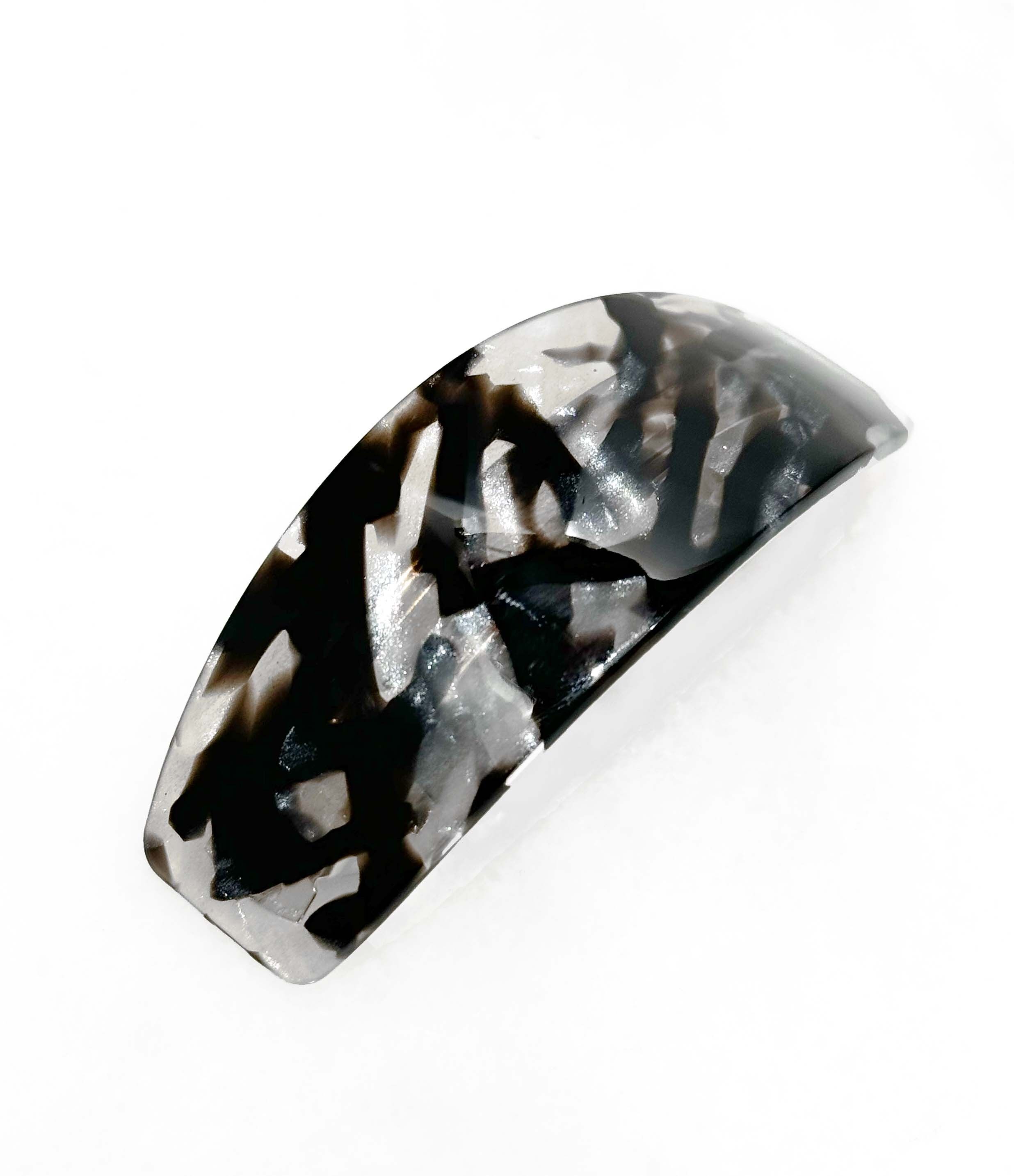 Pasador de pelo plano - Negro y brillante - Acetato