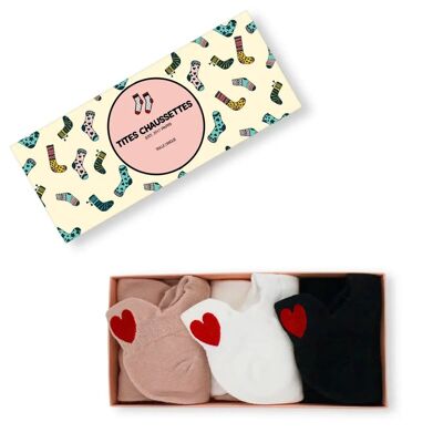 Chaussettes Languette Coeur Rouge (Lot x3)