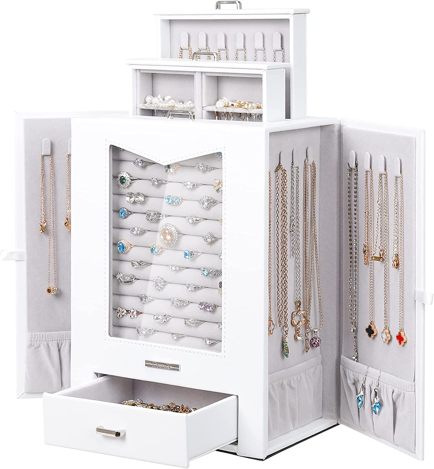 Jewelry box with 6 drawers and viewing window