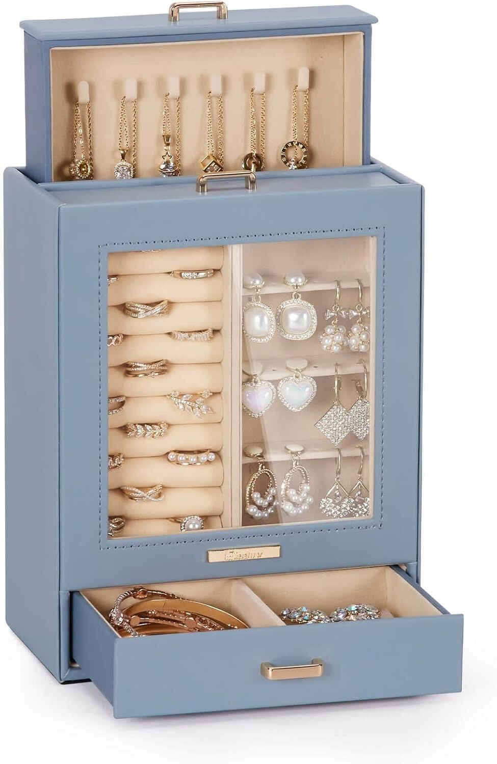 Buy wholesale Jewelry box with 3 drawers and viewing window