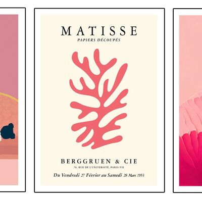 Set of decorative prints and modern decorative wall pictures, figurative, woman, Matisse, ref.27485