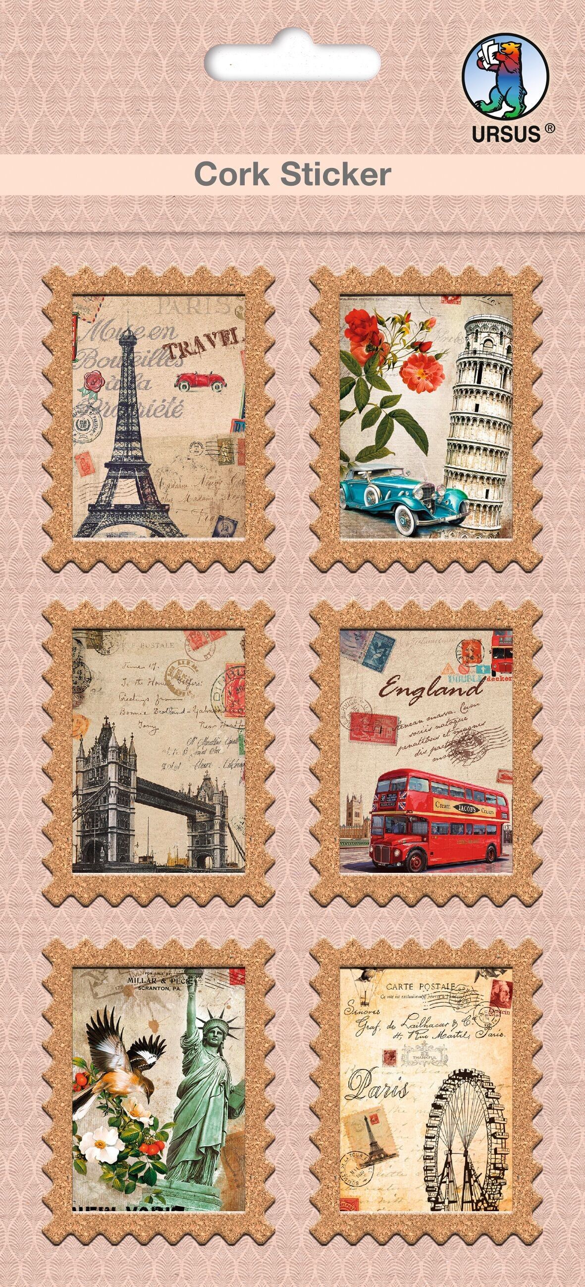 Adesivo in sughero "Giro della città con francobollo"