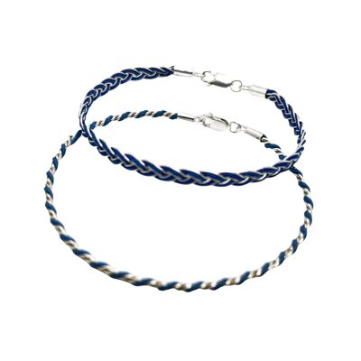 Set of braided bracelets in 925 silver in blue