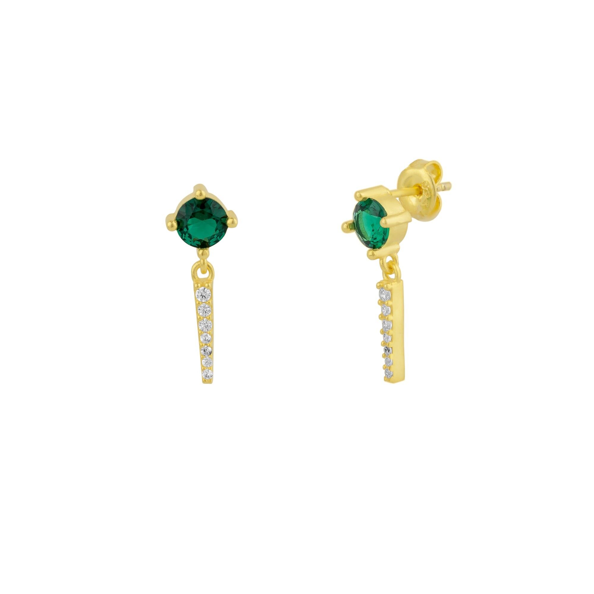 Orecchini in argento sterling con ciondolo a punta in sodalite con pietra preziosa verde - coppia