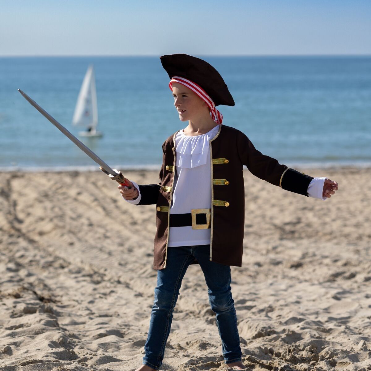 Costume da pirata Capitan Kidd con tricorno e sciarpa