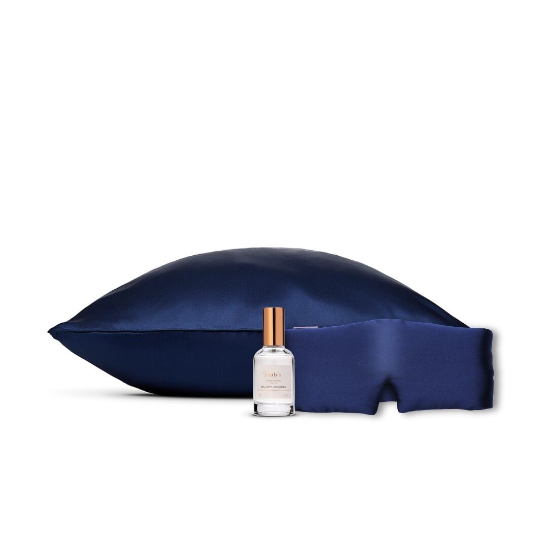 Serenity Pack - Federa in seta, mascherina per dormire e spray per cuscini