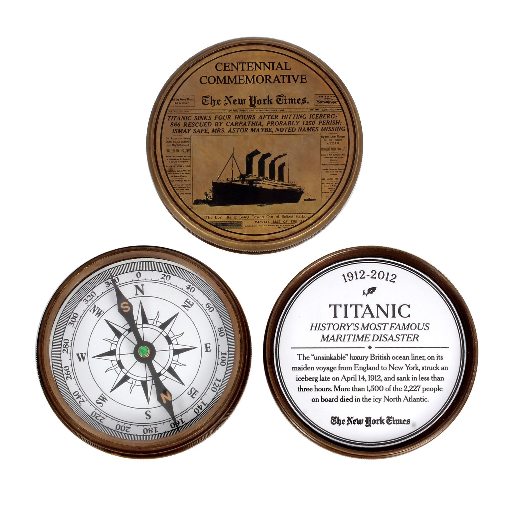 Bussola tascabile del Titanic
Il New York Times ha inciso l'Antico