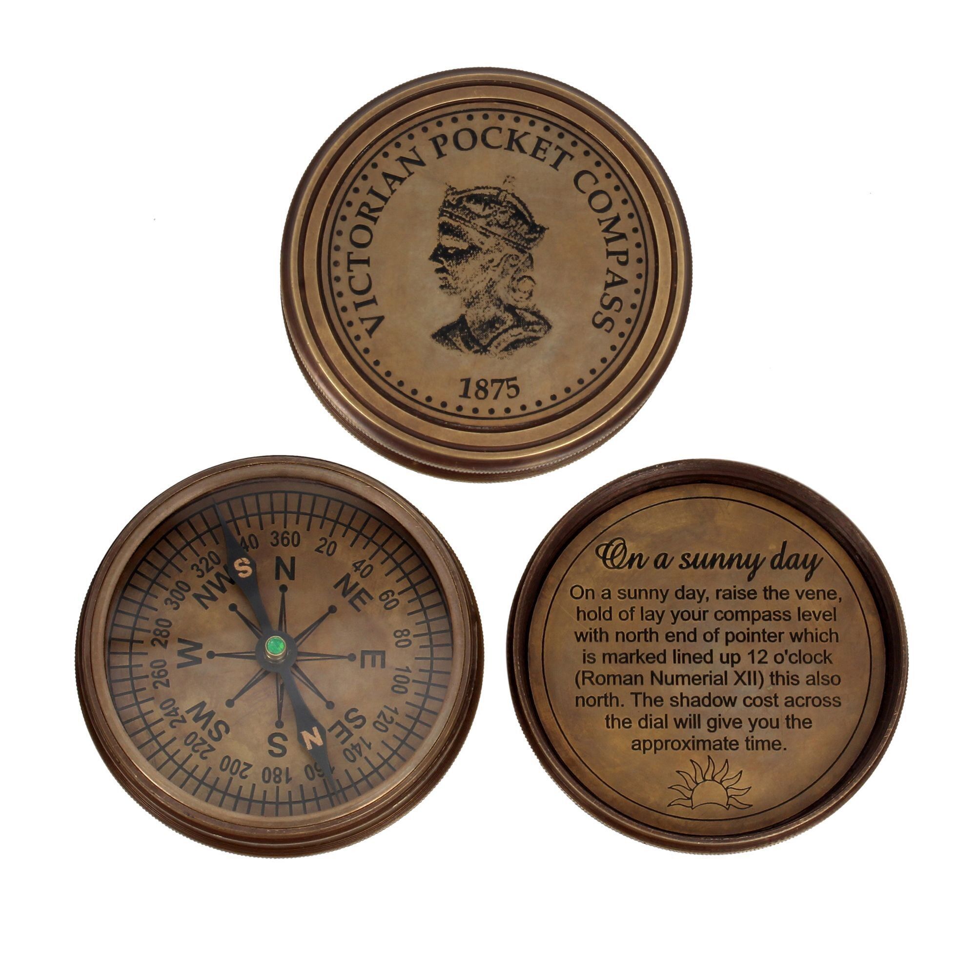 Bussola tascabile VITTORIANA in ottone