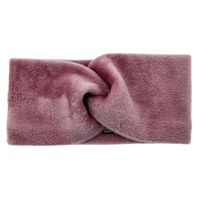 Diadema de invierno de pelo sintético rosa rojo