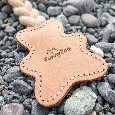 Natural dog toy BEAR leather with rope