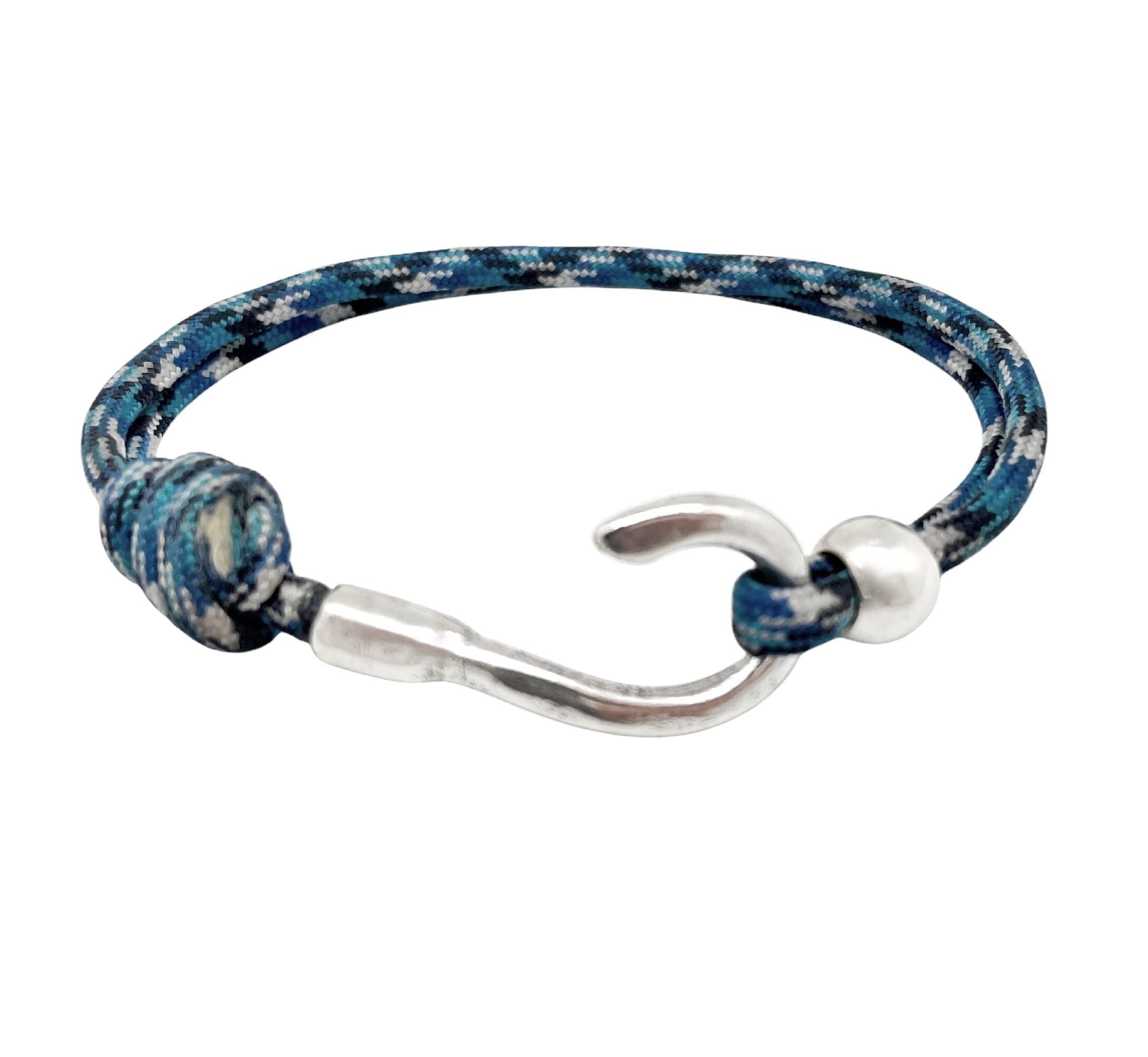 Bracciale con gancio in Paracord in blu e argento