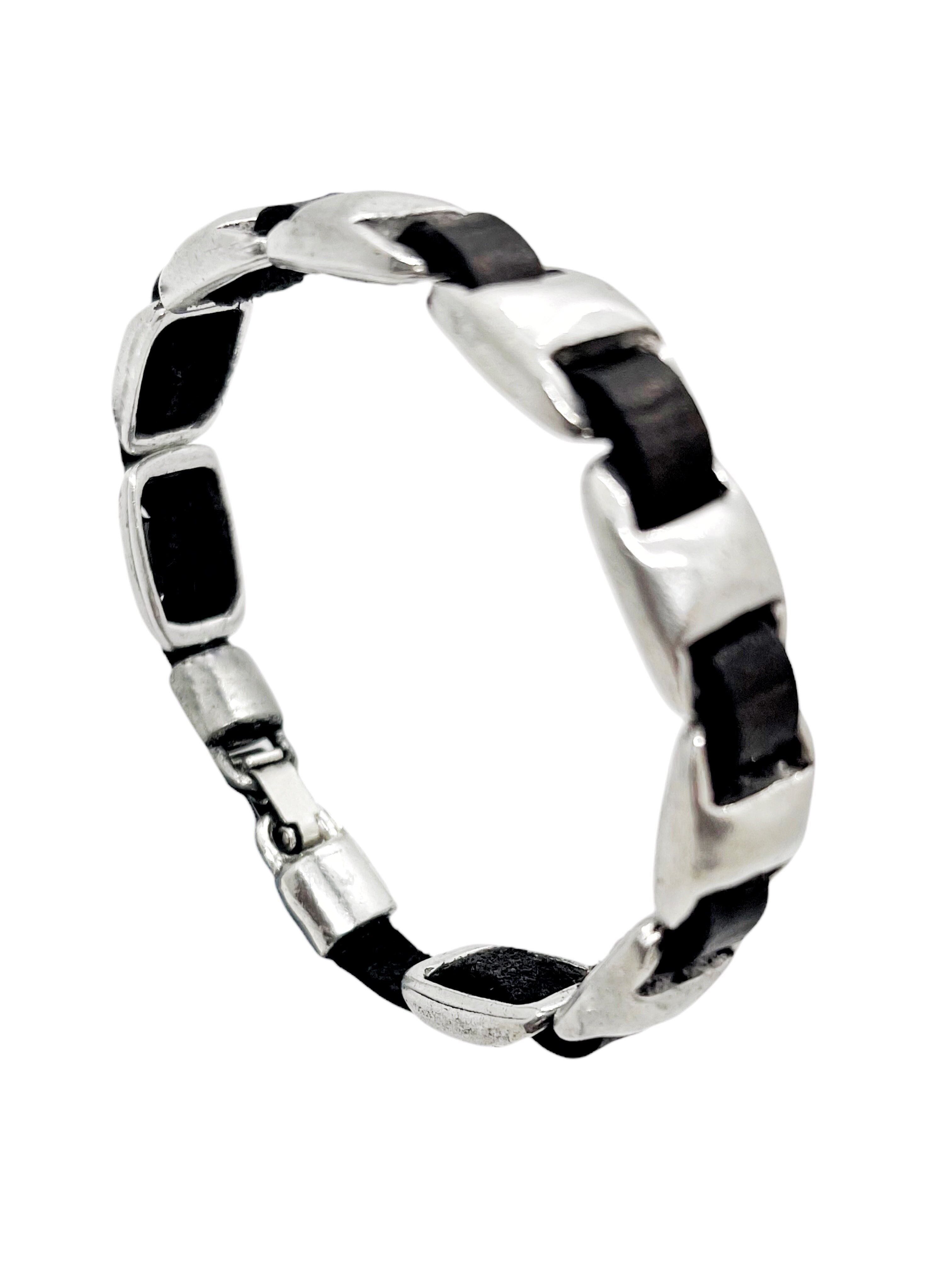 Bracciale Alfi in pelle nera