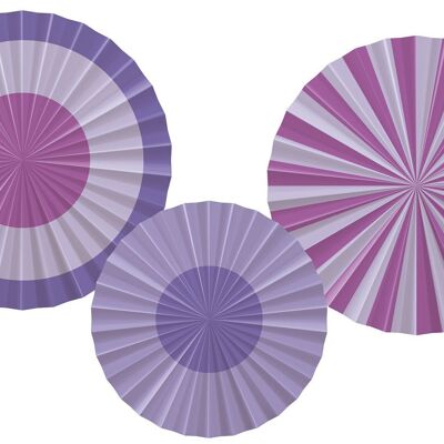 Set ventaglio decorativo - Viola Posh - 3 pezzi