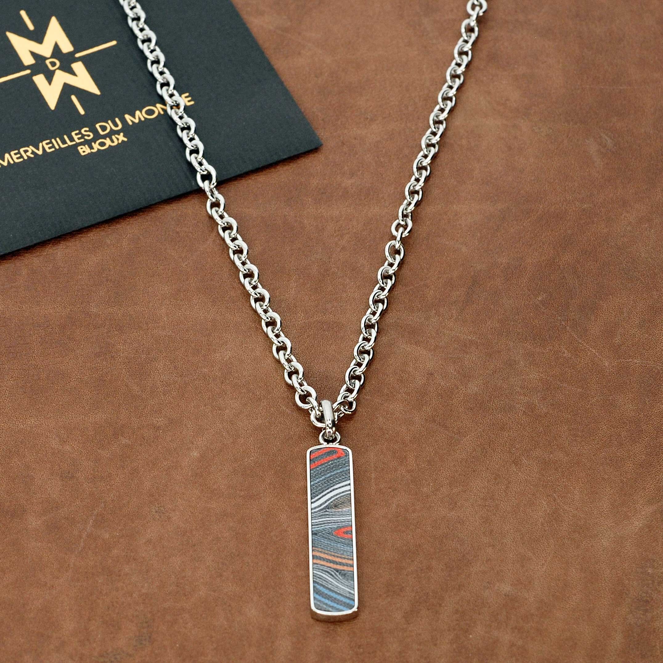 Collana da uomo in acciaio inossidabile e carbonio