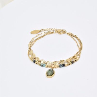 Bracciale a tre file in acciaio inossidabile - BR210216OR-VR