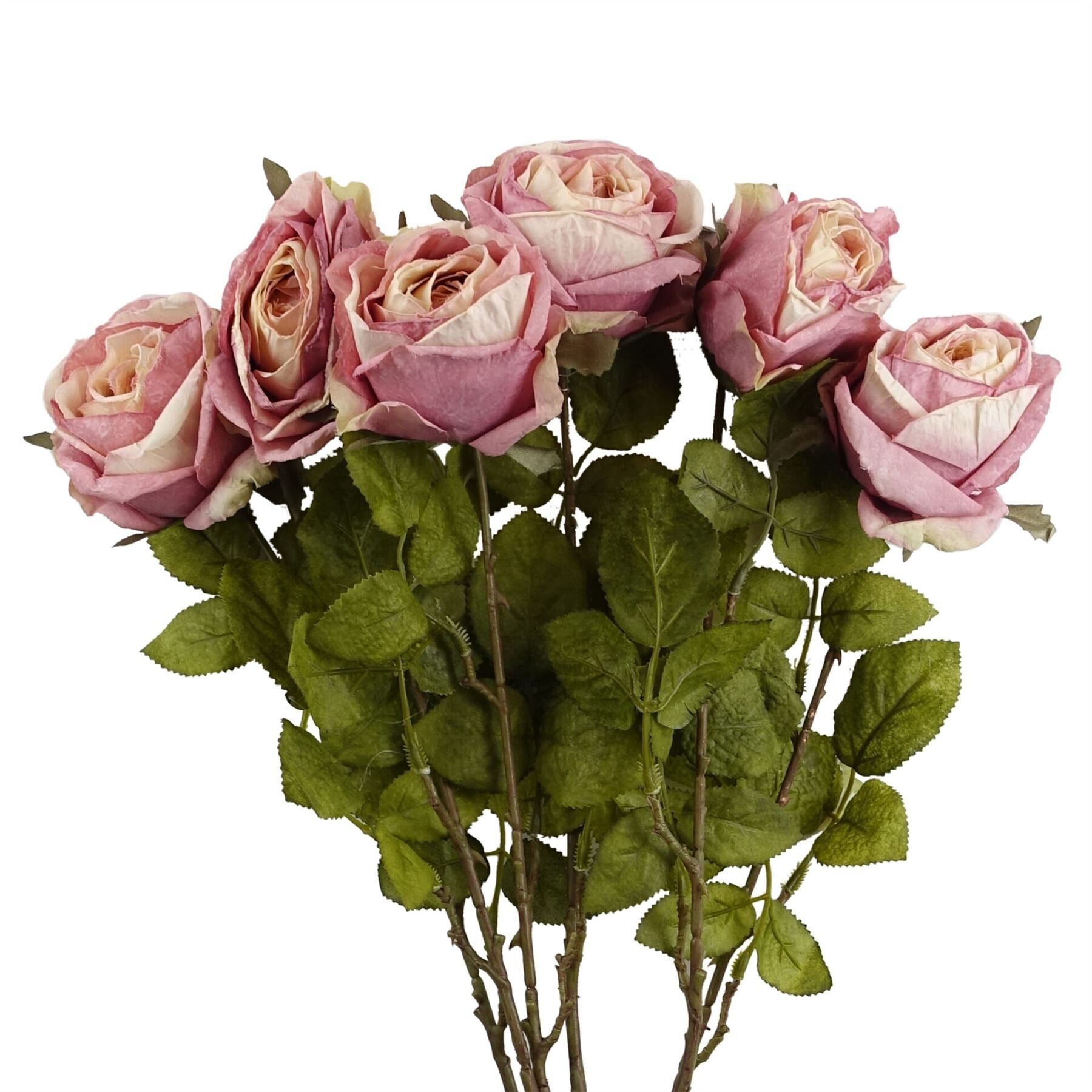 Lot de 6 roses artificielles rose clair de 70 cm