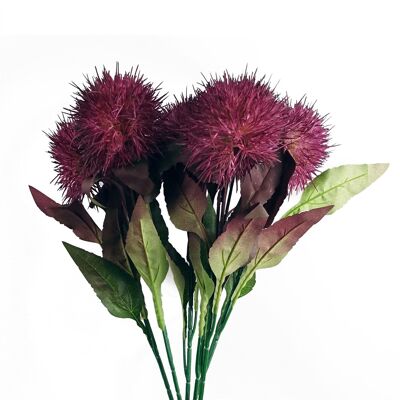Lot de 6 tiges de fleurs artificielles Globe Thistle Purple Ball de 70 cm