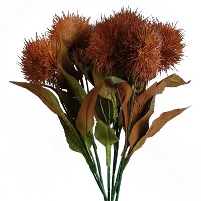 Lot de 6 tiges de fleurs artificielles en forme de boule jaune de 70 cm