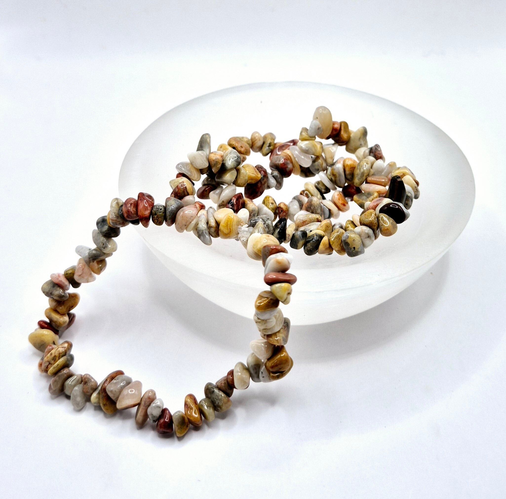 Bracciale in agata pazza con pietre preziose di cristallo - 19 cm (idea regalo di Natale)