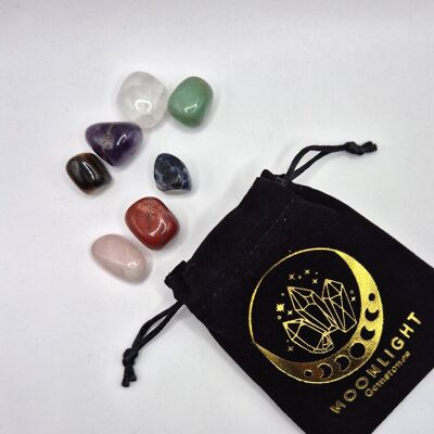 7 Chakra Tumbled Stones in Velvet Bag (Gift Idea)