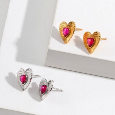 Sterling silver heart stud earrings - Valentine